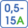Регулировка тока в диапазоне 0,5-15А при помощи кнопок настройки (шаг регулировки 0,5 А). Регулировка тока в диапазоне 0,5-15А