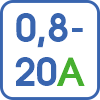 Регулировка тока в диапазоне 0,8-20А при помощи ручки плавной регулировки тока. Регулировка тока в диапазоне 0,8-20А