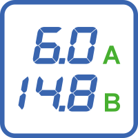 Цифровой ЖК индикатор, отображающий: напряжение, ток, время заряда, процента заряда, отданное количество Ач, предупреждения о перегреве/ переполюсовке. Цифровой ЖК индикатор